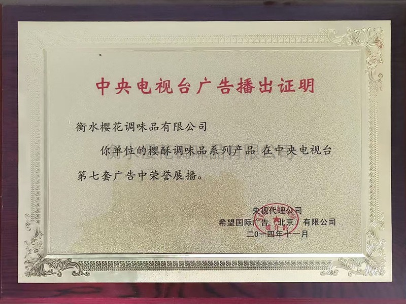 中央電視臺廣告播出證明